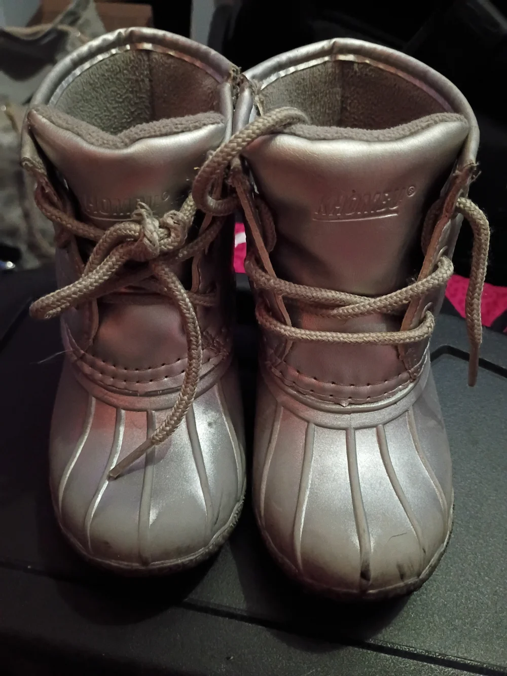 Toddler Metallic Silver Lace-Up Winter Boots